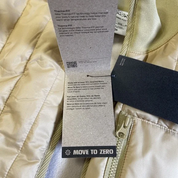 NWT Woman Nike Therma-FIT Tech Pack Long Puffer Jacket Gold Sz S Reg $200